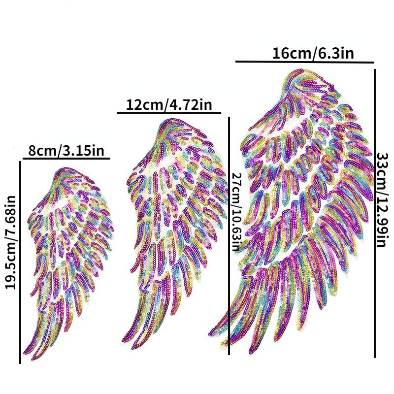 Regenbogen Feder Flügel Pailletten Aufnäher Stickerei Abzeichen für Kleidung DIY Applikationen Handwerk Dekoration