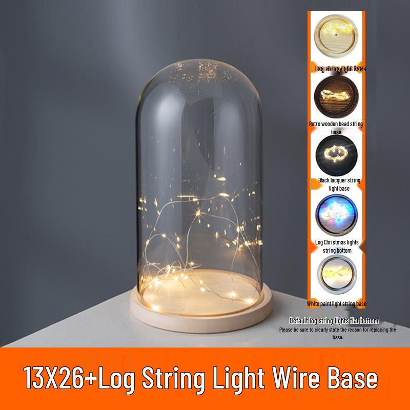LED Sea Urchin Night Light with Preserved Flower in Glass Cover