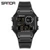Sanda Men's Trendy Luminous Waterproof Square Digital Sports Watch