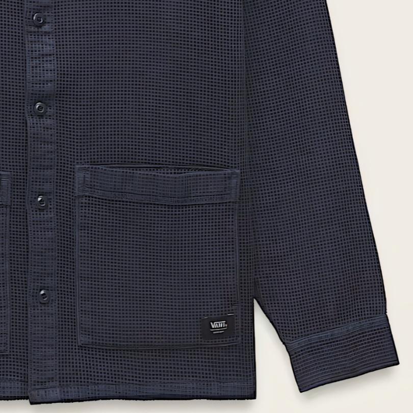 Vans Maywood Dobby Shacket Comfortable Fashion Trendy Versatile Lapel Jacket Men Jackets Dark-Blue VN000M0ZJDU