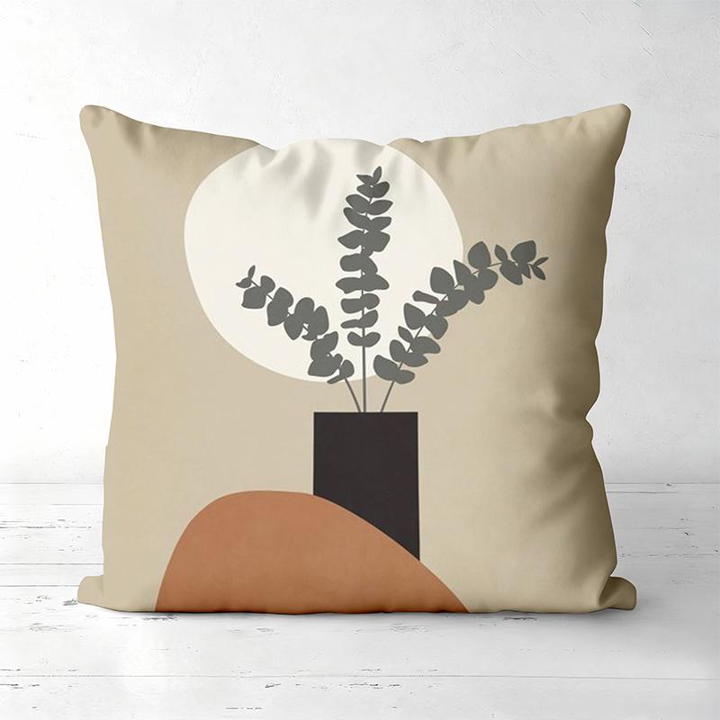 Modern Plant Vase Pattern Decorative Cushion Covers Polyester Pillowcase, Sofa Decorative Cushion Cov Headboard Pillow