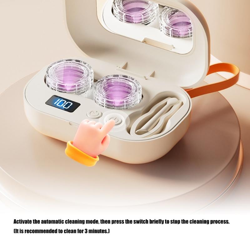 Portable USB Rechargeable Contact Lenses Cleaning Box That Removes Deposits Effectively Without Hand Rubbing