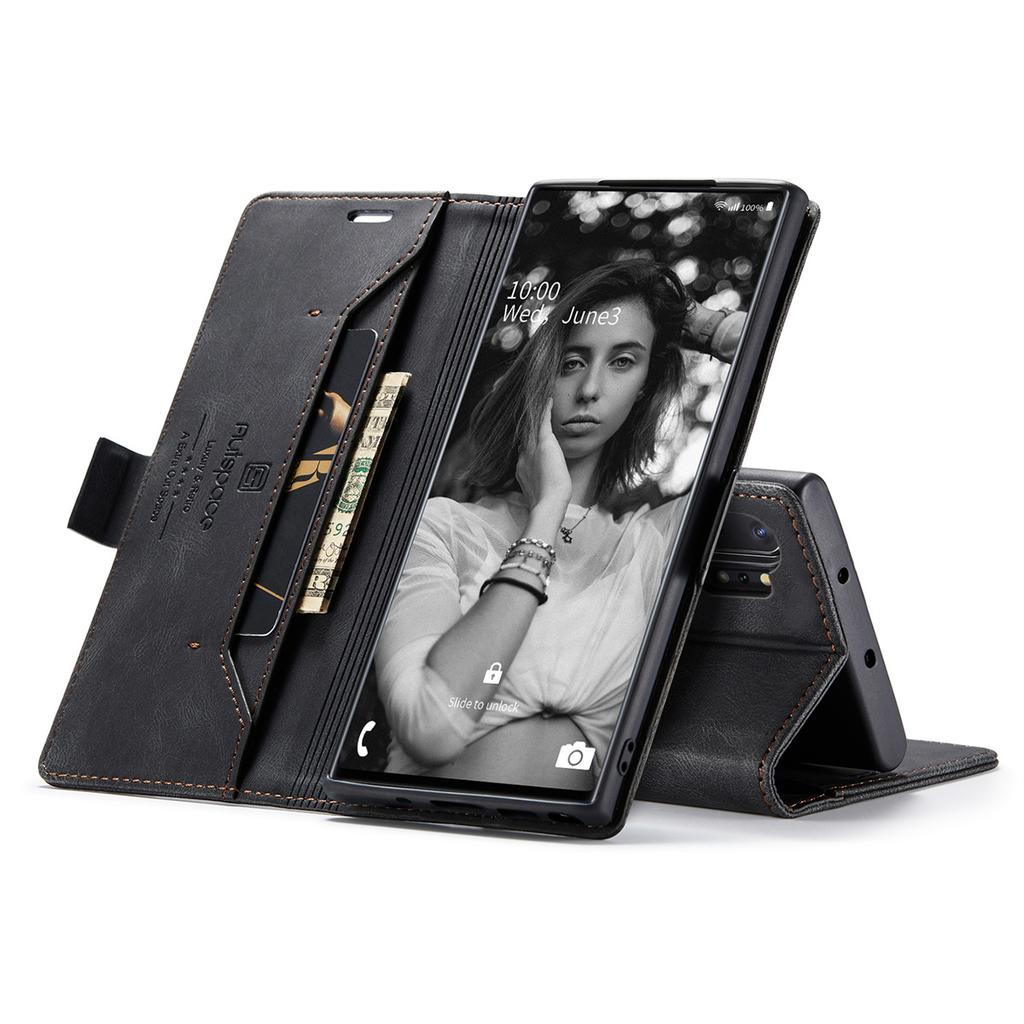 For Samsung Galaxy Note10+ Vintage Leather Flip Wallet Case with RFID Blocking Card Slot, Matte Retro Folio Cover for Women Men (4 Colors)