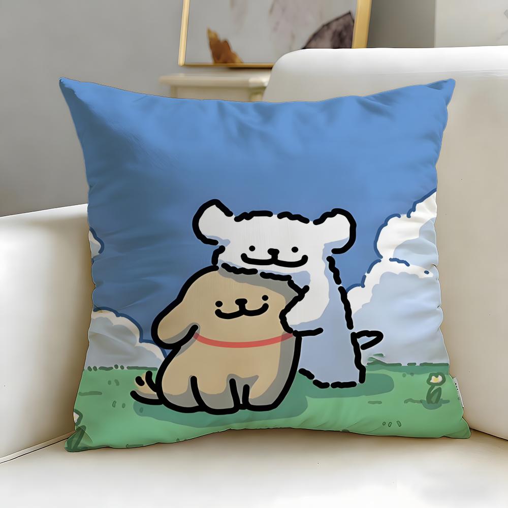 classic cartoon Line Puppy Cushion Cover Soft  EasyWash Pillow Case  Versatile for Couch Bed Travel and Office