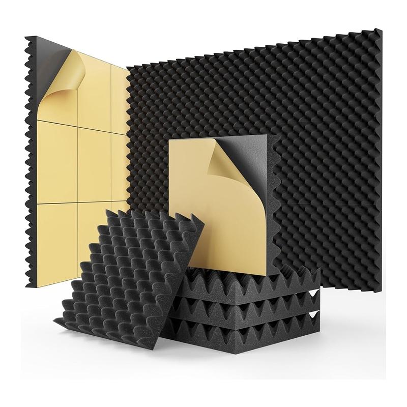24 Pack Self Adhesive Egg Crate Sound Proof Foam Panels 1X12x12inch, Acoustic Foam For Home And Studios Durable