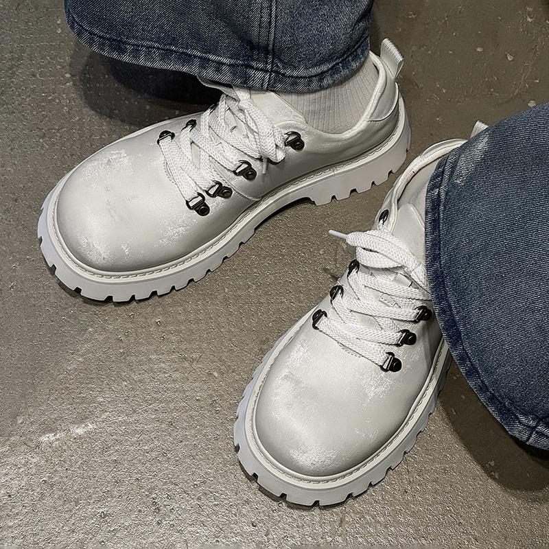 Fashion Derby men's thick soled shoes Classic comfortable casual style Fashion party and work 38-46 Trendy Youth Black white NEW