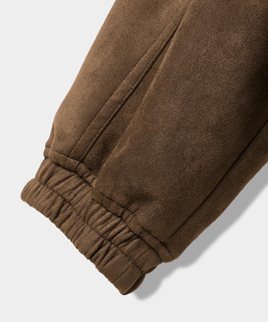 Dimitri Black 2Way Faux Suede Zip-Up Hoodie_Brown