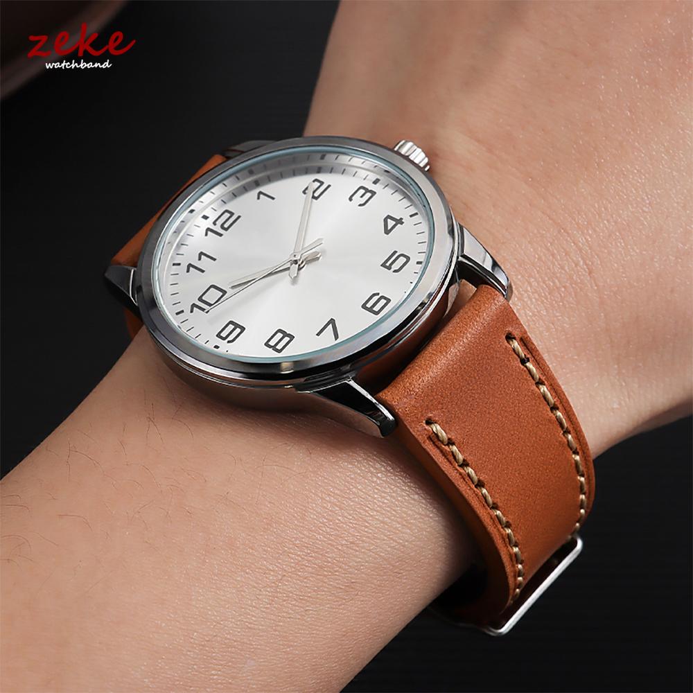 Vintage Brown Top-Grain Leather Watch Strap 20mm 22mm Handmade Stitching Cowhide Watch Band Men Women Pin Buckle Soft Wristband