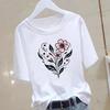 New Roundneck Shortsleeved and Cute Lotus Flowerpatterned Tshirt for Women with Stylish and Trendy Printed Summer Tops