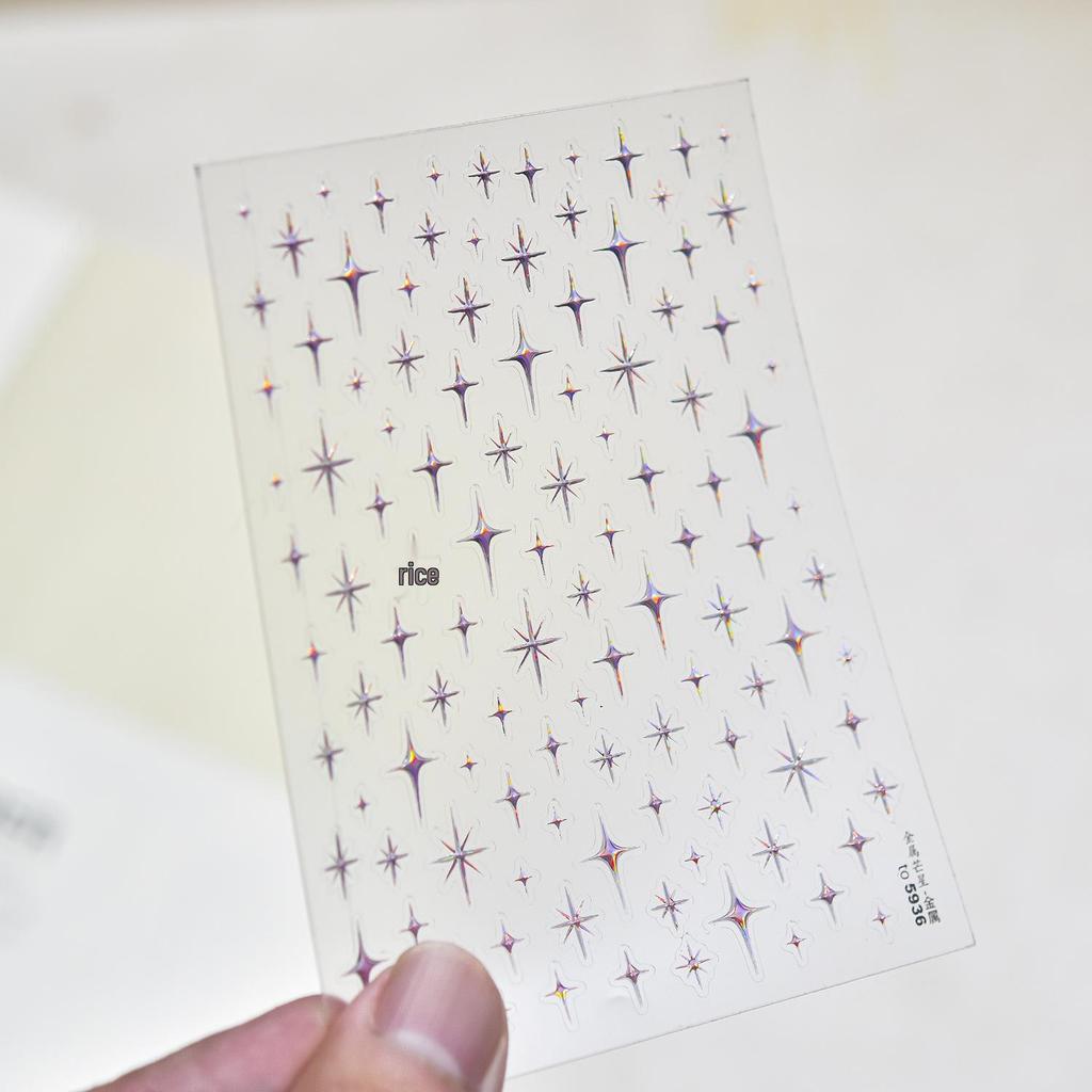 Tomoni Iridescent Star Embossed Nail Stickers - Colorful & Fashionable Decor