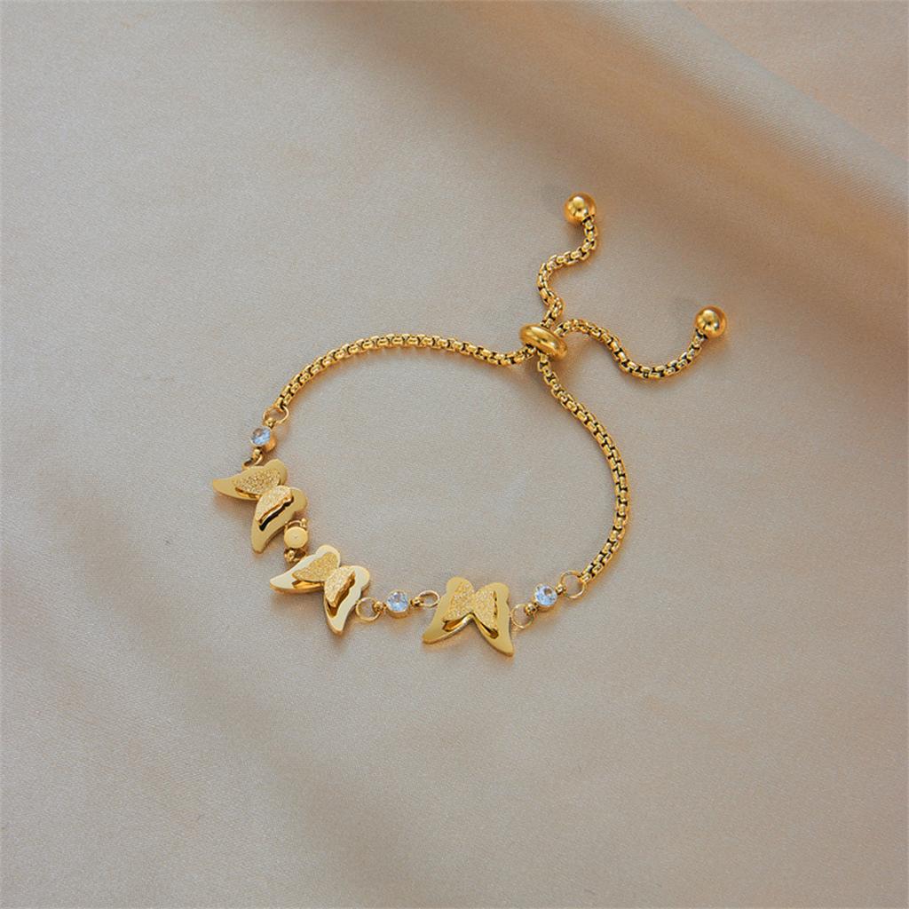 Fashion Ladies Titanium Steel Two Layer Butterfly Bracelet Jewelry