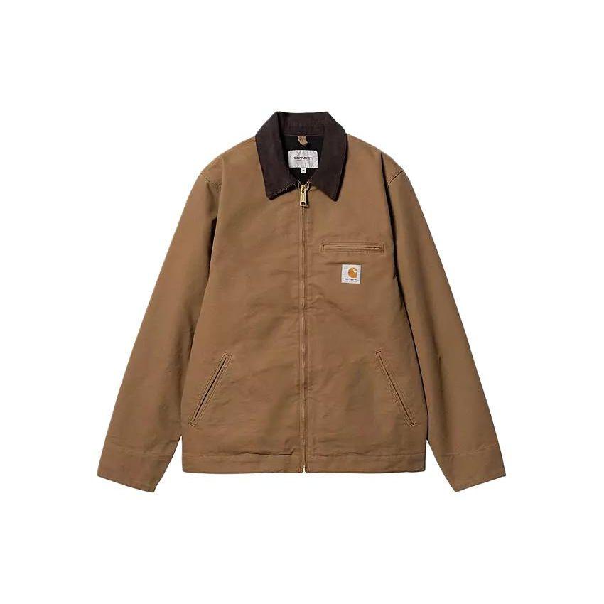 Carhartt WIP SS24 Detroit Jacket Classic Color Block Logo Zip Long Sleeve Detroit Jacket Unisex Jacket Khaki I032940-00S-02