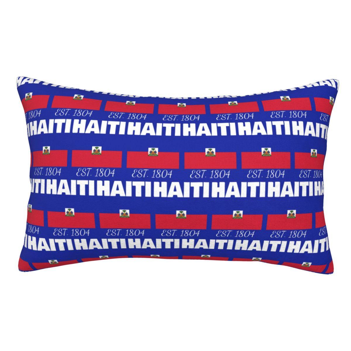 Haiti EST. 1804 Independence Haitian Flag Merch Rectangle Pillowcase Cushion Cover Decorative Bedroom Bed Comfort Throw Pillow 60x40cm