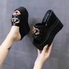 Fashion Slippers Casual Wedge Heel Platform Slippers Womens High Heels Luxury Soft 2024 Summer Fashion PU Fabric Casual