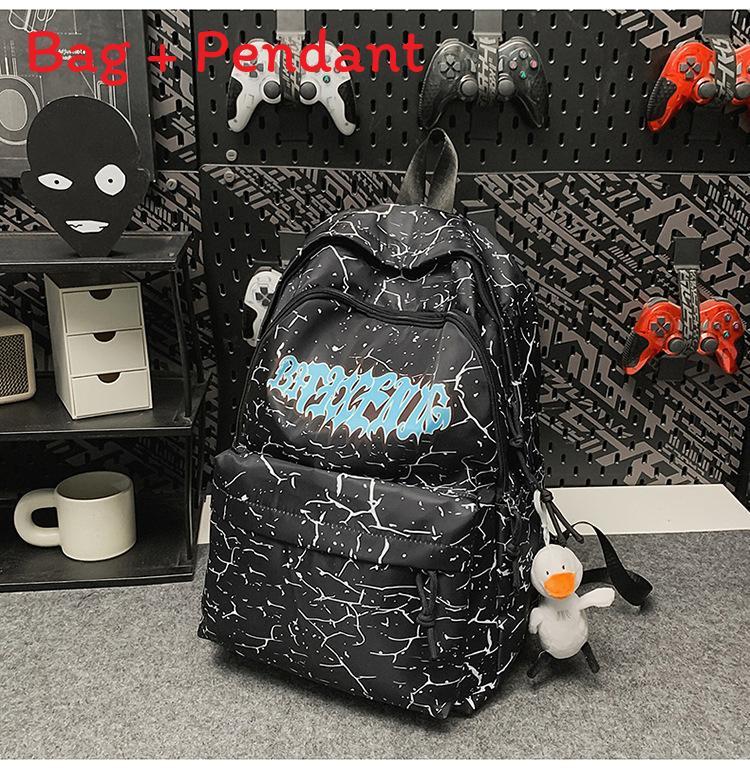 

Nylon Letter Backpack For Teens With Design And Casual Style чёрный