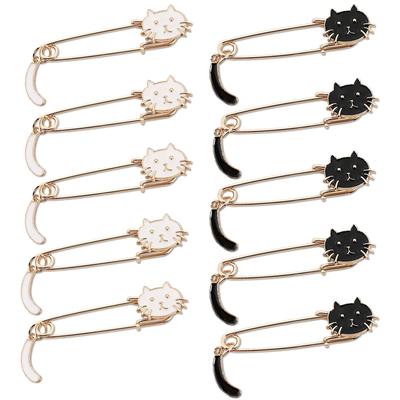 Rubonarie Çengelli İğneler, Sevimli Broş İğneler, Kedi Kuyruğu Aksesuarları, Şallar, Yorganlar, Ponçolar için, 10 Parça Set (Beyaz ve siyah)