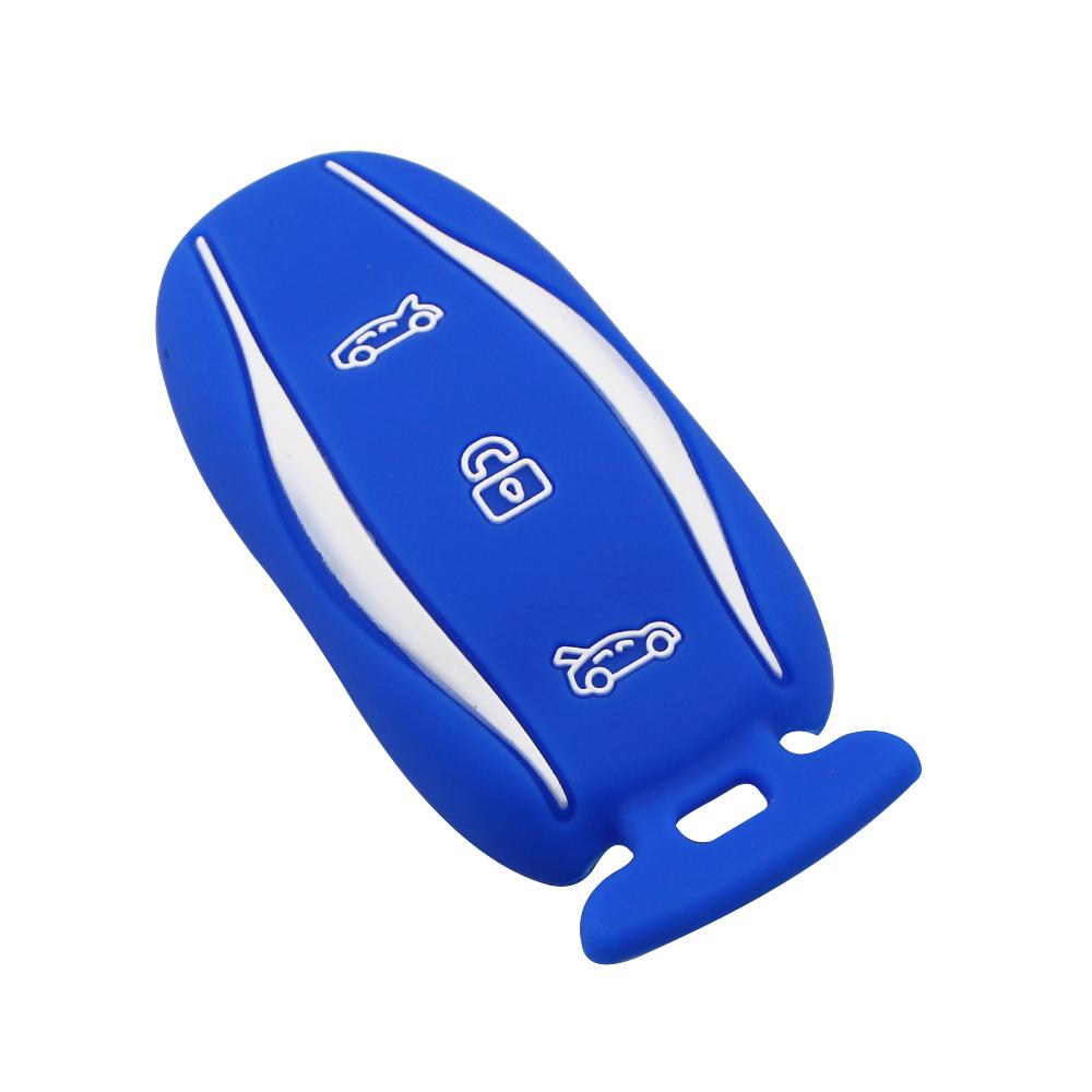 Silicone Car Key Case for Tesla Model X 3 Y 75D/90D/P100D 3-Button Remote Controller Key Fob Cover Shell Accessory