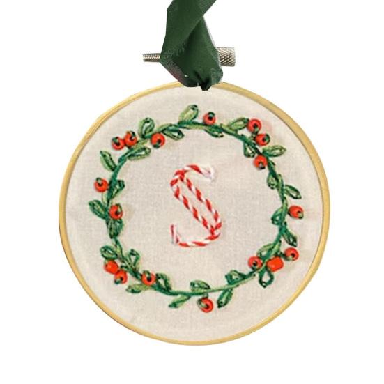 Yousheng DIY Embroidered Christmas Ornament Embroidered Initial Crafting Kit Mini Christmas Embroidery Kit for Beginners Xmas Tree Decor