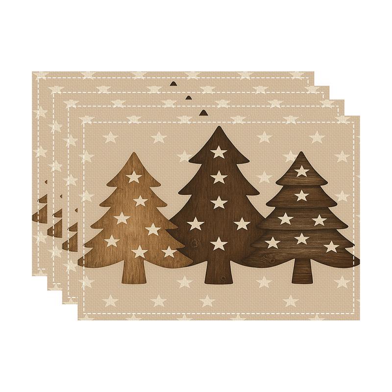 New Christmas Imitation Linen Texture Rectangular Placemat - Festive Table Mat Decoration