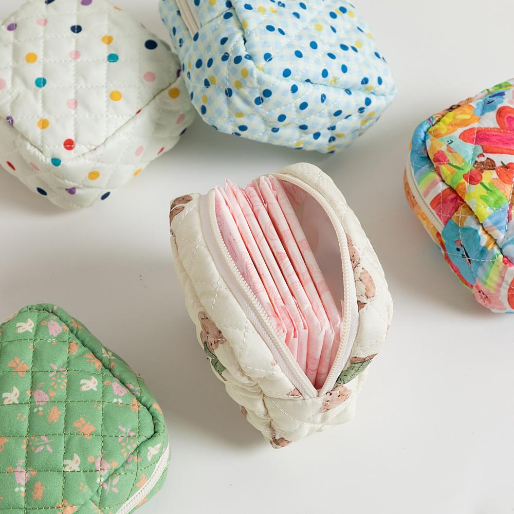 Floral Polyester Breathable Sanitary Pad Storage Bag For Girls Travel And Daily Use