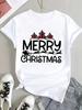 (Asian Size) Peace Trend Christmas Clothing T Shirt Tee Top Festival New Year Women Fashion Print Female Woman Short Sleeve Graphic T-shirts