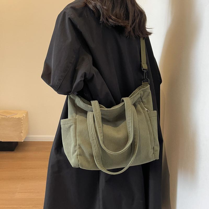 Corduroy Women's Bag Large Capacity Tote Bag Velvet Crossbody Bag Zipper Bag Handbag