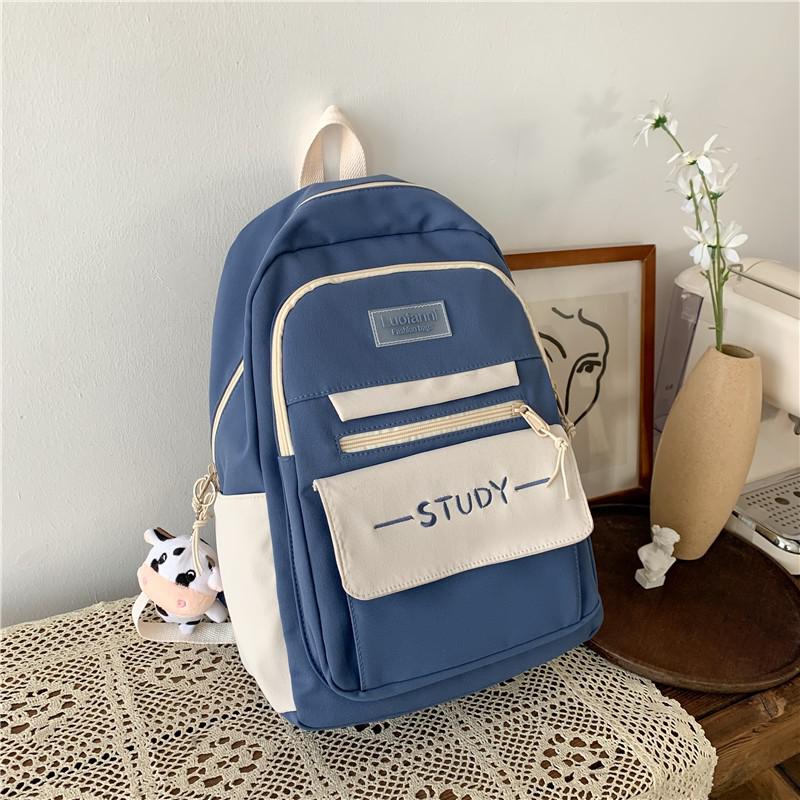 Fashion Contrast Color Women's Backpack Waterproof School Bags For Girls Large Capacity Students Bag Anti-theft School Backpack