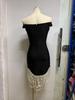 New Women's European & American One-Shoulder Strapless Bodycon Dress with Bandage & Pearl Details