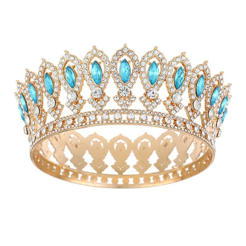 

Cross-border bride crown European-style full-circle Baroque headpiece, luxurious crystal decoration, heavy-weight round imperial