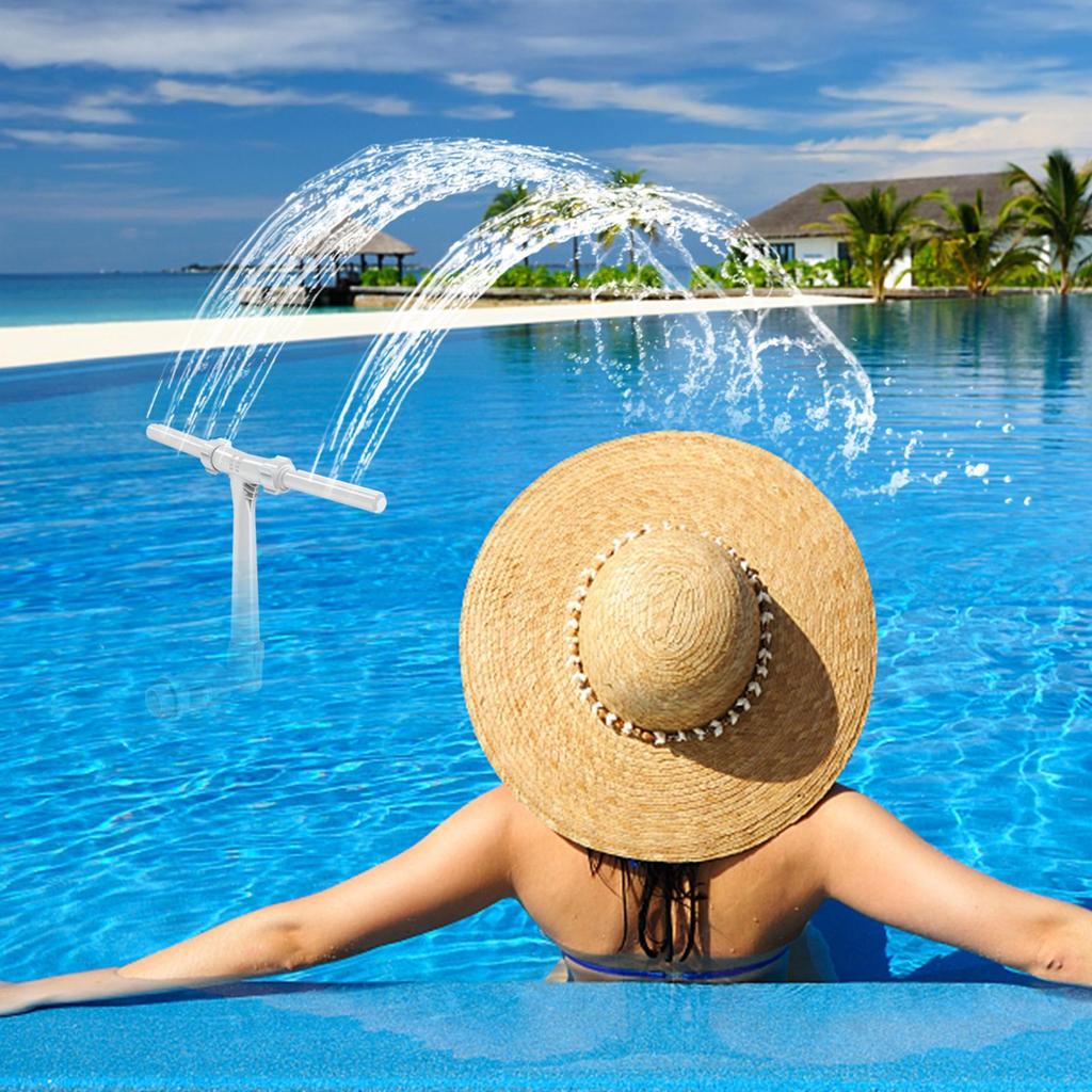 Pool Fountain Duals Spray Water Fountains forAbove Ground Inground Pools, 2-in-1 Adjustable Waterfall Pool Sprinkler Fountain