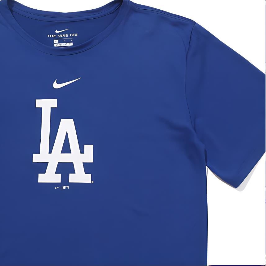 Nike X MLB Collaboration Kids Los Angeles Dodgers Double Logo Graphic Print Crew Neck Long Sleeve T-Shirt Kids Tops Royal-Blue 3Z3B7SAG5-LAD