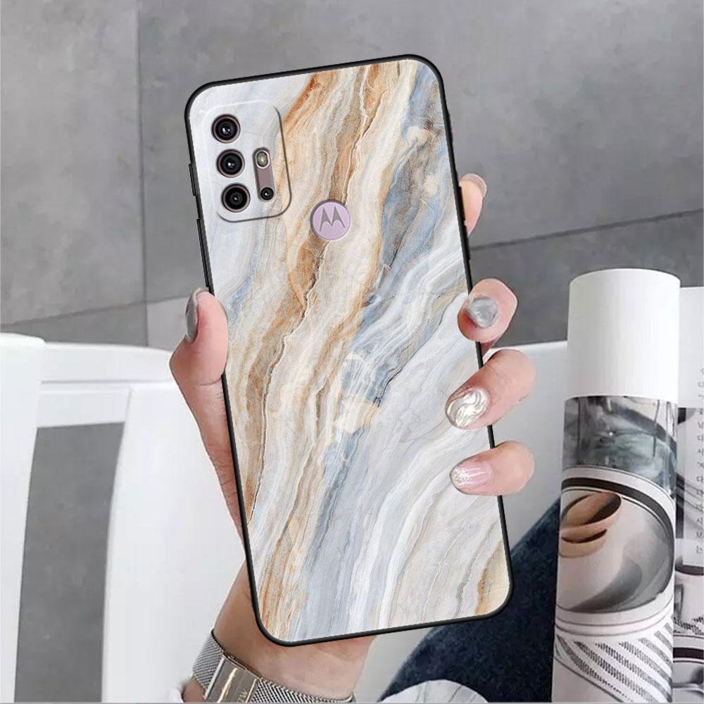 Hülle für Motorola G30 G60 Edge 20 G9 G22 G8 Power G31 G500 G50 30 Pro Schwarz Soft Phone Capas Granit Marmor