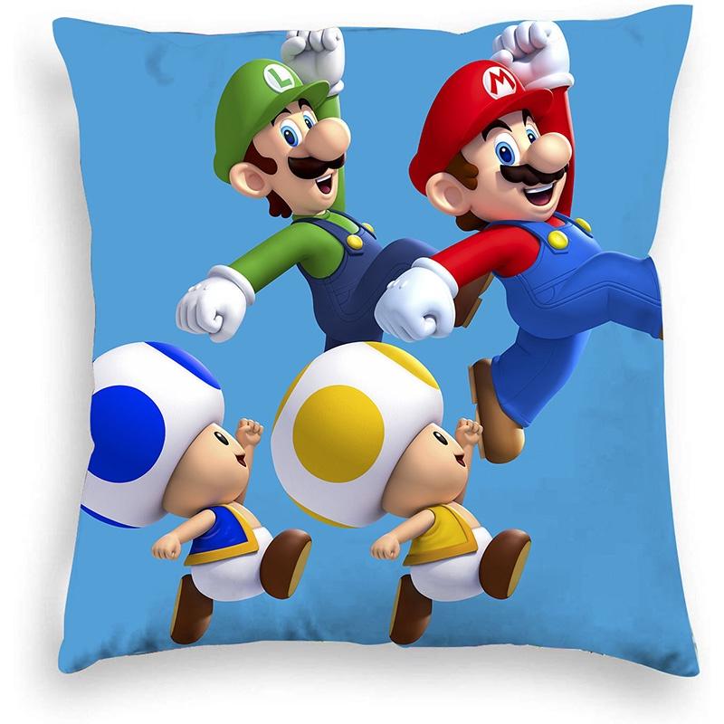 Super Mario Pillow Cover Mario-themed Short Plush Cushion Cover For Car Living Room Décor 45*45cm