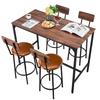 VEVOR Bar Table, 5PCS 1193.8mm Bars Tables Set, Bar Tables and Chair Set with Rounded Edge Design