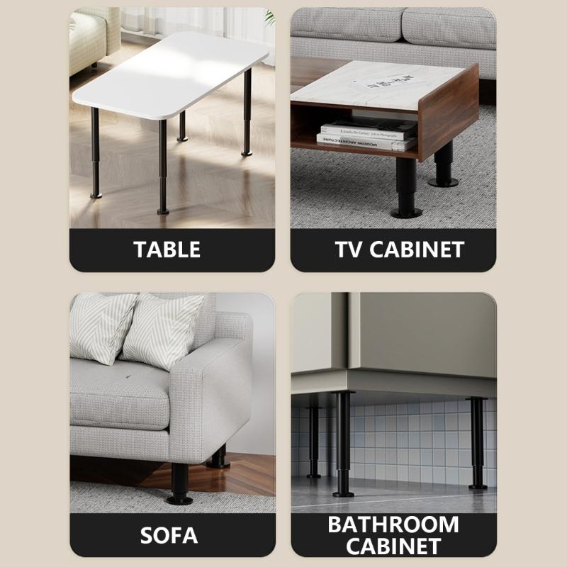 Packung mit 2 verstellbaren Stahlmöbelbeinen Sofabeine Couchbeine Stoßdämpfende Fußpolster für Schreibtische Sofas Regale & Kommoden