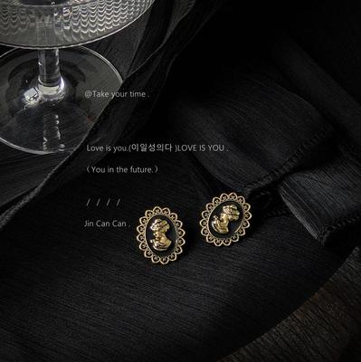 S925 Silver Needle 3D Baroque Retro Stud Earrings - Hong Kong Style Artistic Earrings for Women