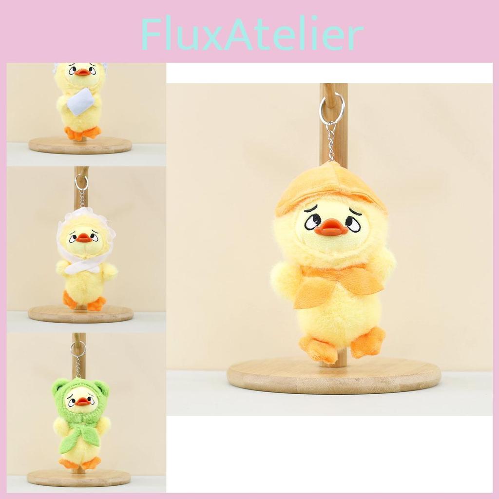 Fluffy Plush Annoying Duck Keyring Short Plush Animal 14cm Fun Desk Accessory