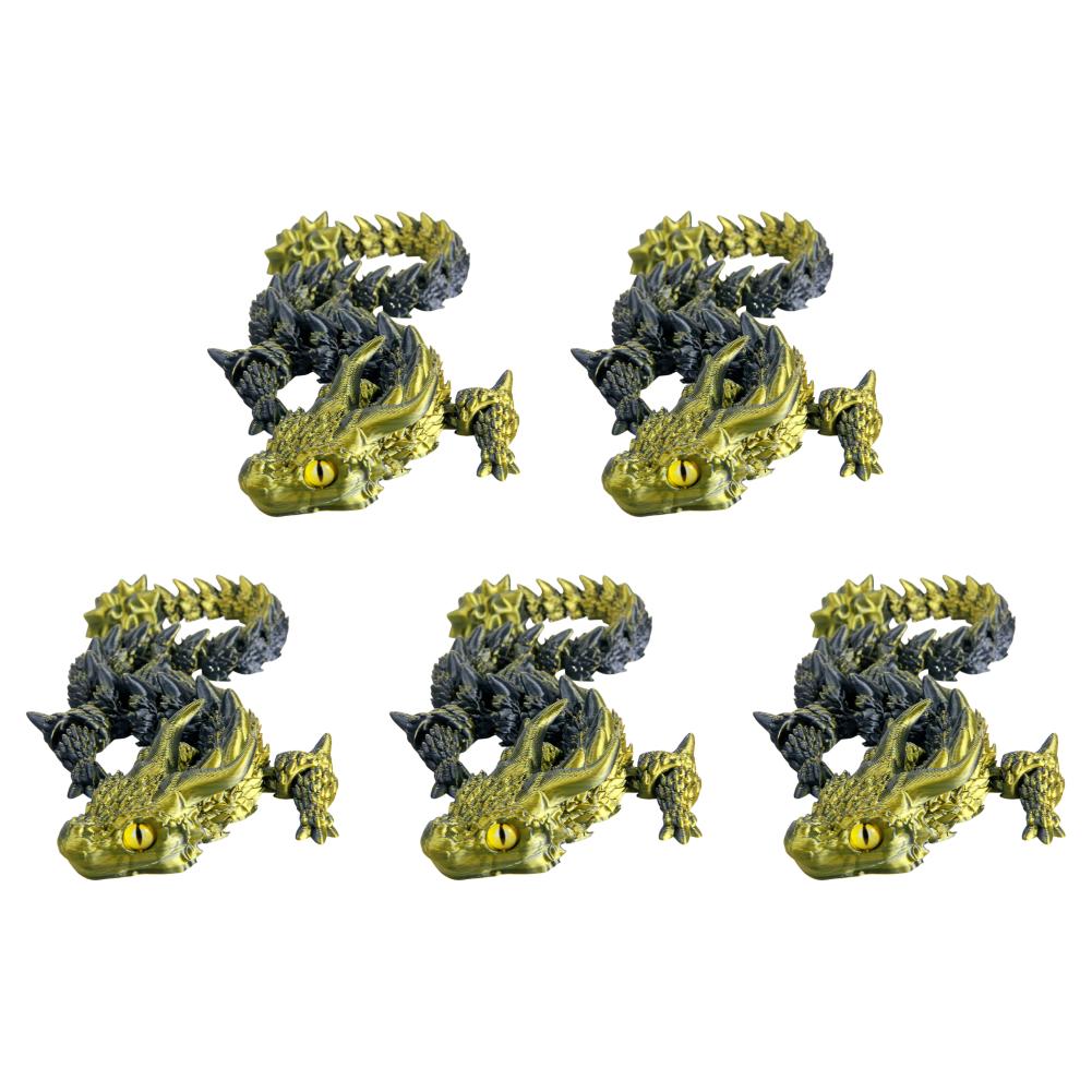 3D Printed Articulated Simulation Dragon Toy Poseable Dragon Ornament (Gold)