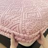 3D Embossed Velvet Bed Cover Thick Warm Plush Fitted Bed Sheet Non-Slip Elastic Mattress Cover Breathable, noiseless mattress cover,