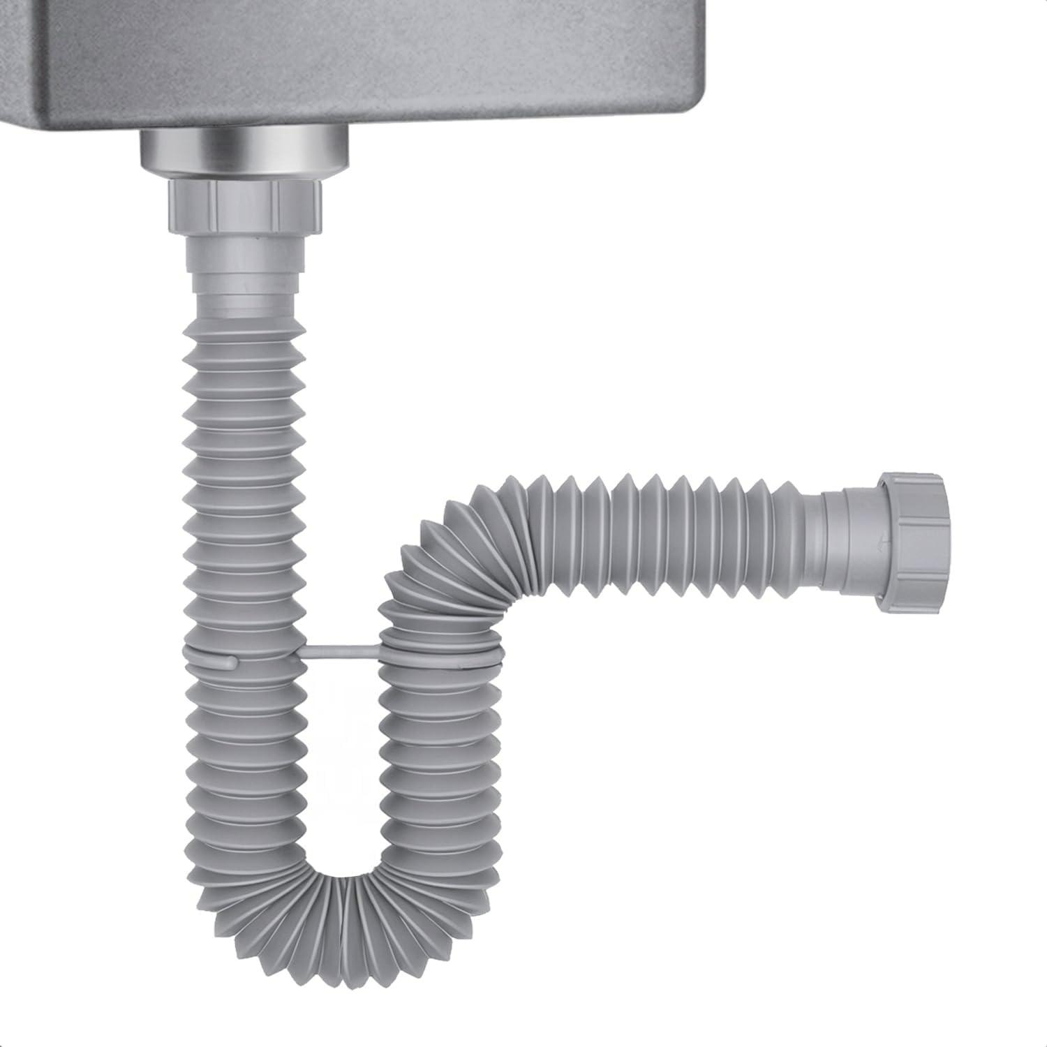 Flexible Sink Drain Pipe,Expandable Tubular Drain Tubing, Adjustable P Trap for Kitchen Sink & Garbage Disposal 1 серый