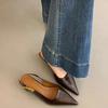 Minimalist Soft Leather Fairy Slim Low Heel Style Sandals New A Single Strap Pointed Leather Shoes Fashion Elegant Women Sandals