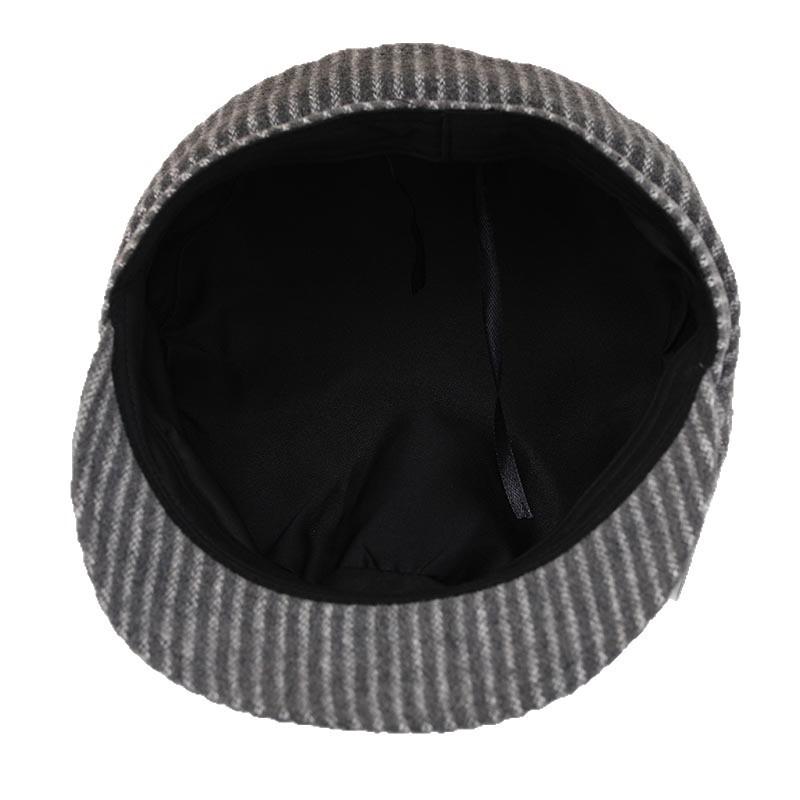 Literary striped beret female spring and autumn face small octagonal hat newsboy hat retro versatile painter hat tide