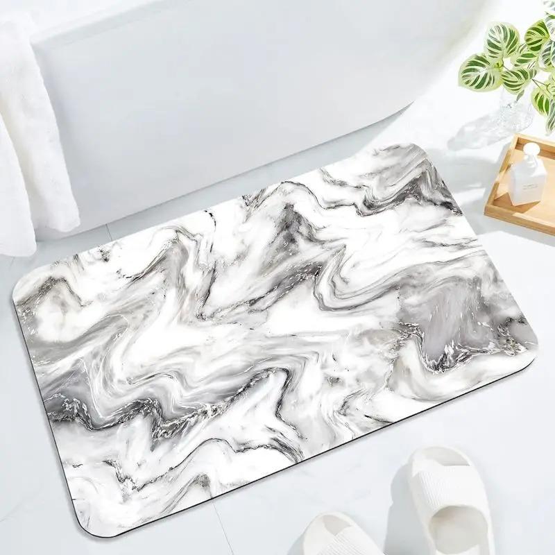 Colorful Marble Texture Door Front Mat Decoration Home Bathroom Floor Mat
