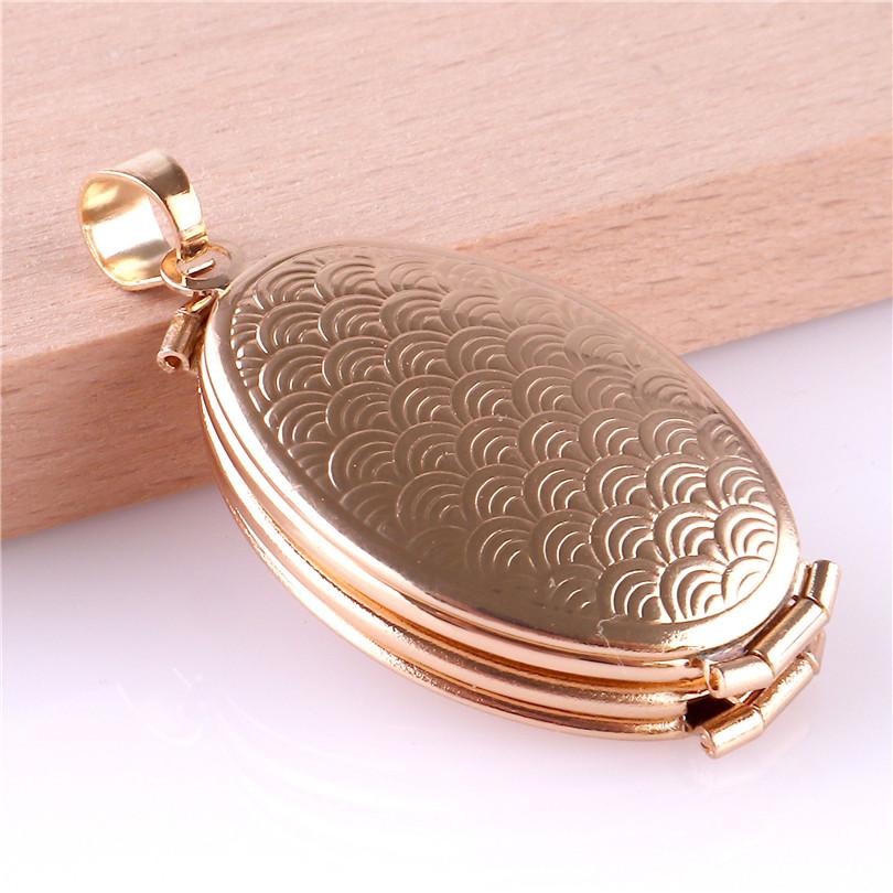 Fashion Album Box Necklaces Magic 4 Photo Pendant Memory Floating Locket Necklace Oval Flower Flash Box No Photos