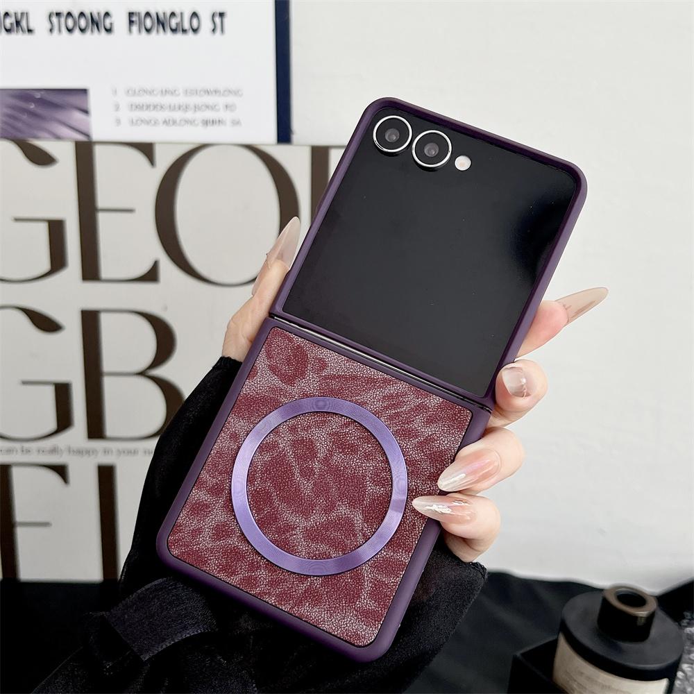 Magnet For Magsafe Leopard Print Magnetic Phone Case for Samsung Z Flip 7 6 5 4 3 Gradient Shock Protection Bumper Cover