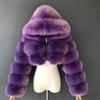 Pelz Herbst und Winter Kunstpelz Thermische Kapuzen-Pelzjacke Damen