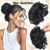 Peluca sintética con clip para mujer, extensiones de cola de caballo, moño despeinado, moño elegante y rizado.