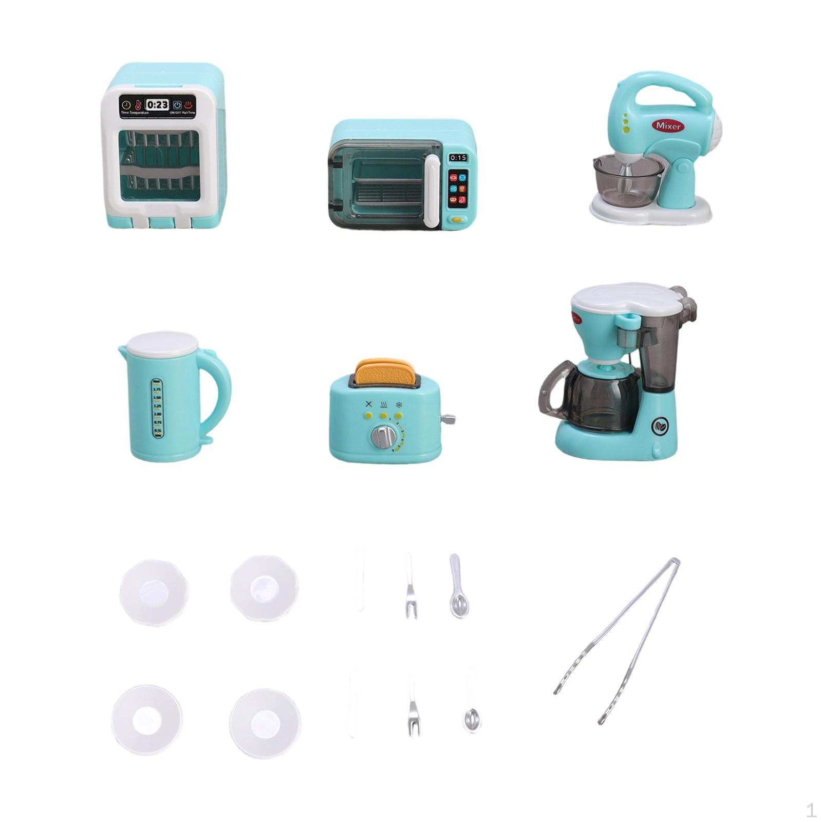 

Miniature Coffee Machine Children Pretend Play Kitchen Appliance Set with Oven Microwave Blender