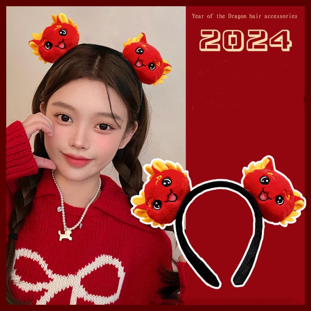 New Cloth New Year Hair Hoop Red Chinese Style Headpiece Dragon Headwear Cosplay Costume Props