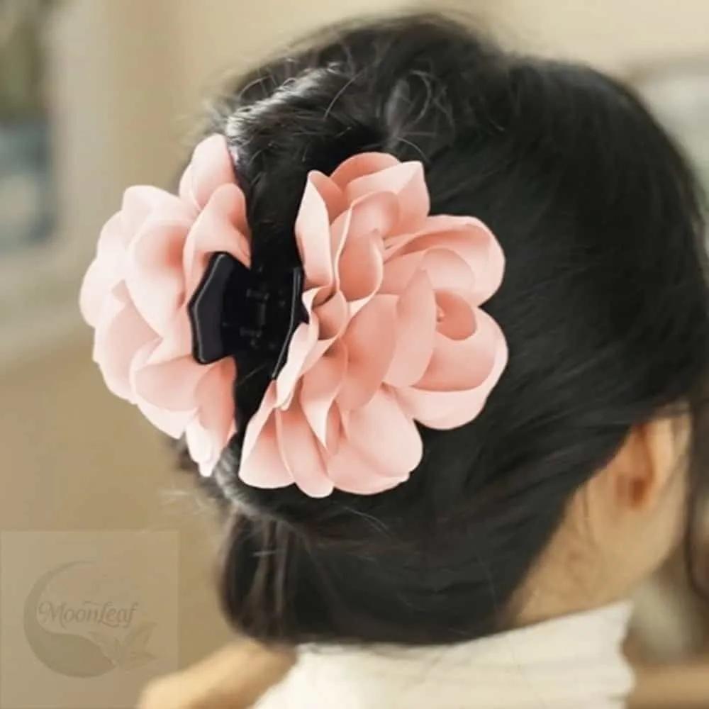 MLSTORE Chiffon Peach Flower Claw Clip Hair Clip Hair Clip